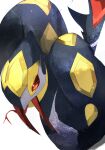  commentary_request fangs gen_3_pokemon no_humans orange_eyes pemuchi_(chikuwa_3296) pokemon pokemon_(creature) seviper simple_background snake solo tongue tongue_out white_background 