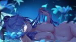  blue_hair breasts flowers ganyu_(genshin_impact) genshin_impact horns long_hair mitsu_(mitsu_art) navel nipples nude pussy signed uncensored water 