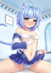  animal_ears atlanta_(zhanjianshaonv) bra cameltoe erect_nipples nekomimi open_shirt pantsu shimapan skirt_lift tail undressing william.b zhanjianshaonv 