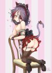  1girl animal_ears anus ass bangs bare_shoulders blush breasts brown_eyes cat_ears cat_tail clothes_lift dress eyebrows_visible_through_hair eyepatch frilled_dress frilled_skirt frills garter_belt garter_straps hair_between_eyes hair_ornament hayasaka_mirei headdress heart highres idolmaster idolmaster_cinderella_girls looking_at_viewer maid maid_headdress multicolored_hair nipples panties panty_pull purple_hair pussy red_hair ribbon shimono_(utapre) short_hair skirt skirt_lift small_breasts solo streaked_hair tail thighhighs tongue tongue_out underwear 