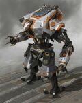  arm_cannon cable concept_art danny_gardner highres looking_ahead mecha no_humans official_art open_hands piston production_art radio_antenna reaper_(titanfall_2) science_fiction solo standing titanfall_(series) titanfall_2 weapon 