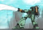  backpack bag cable gundam gundam_hathaway&#039;s_flash holding_hose jegan looking_ahead mecha mobile_suit no_humans science_fiction sidehiwinder sketch solo visor 