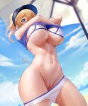  1girl ahoge artoria_pendragon_(all) blonde_hair blue_eyes blush breasts chihunhentai fate/grand_order fate_(series) hair_between_eyes highres large_breasts long_hair looking_at_viewer mysterious_heroine_xx_(fate) ponytail pussy sidelocks 