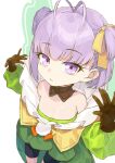  1girl antenna_hair bare_shoulders blush breasts coffeekite fate/extra fate/extra_ccc fate/extra_ccc_fox_tail fate/grand_order fate_(series) gloves highres kazuradrop_(fate) long_sleeves looking_at_viewer purple_eyes purple_hair short_hair small_breasts solo 