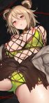  1girl breasts breasts_outside cameltoe choker double_bun girls&#039;_frontline highres large_breasts light_brown_hair nipples official_alternate_costume p90_(girls&#039;_frontline) raiou red_eyes solo 