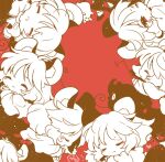  6+girls animal_ear_fluff animal_ears artist_name biyon black_dress capelet chibi clone closed_eyes commentary_request dowsing_rod dress heart long_sleeves monochrome mouse mouse_ears mouse_tail multiple_girls nazrin red_background red_eyes shirt short_hair simple_background tail touhou white_shirt 