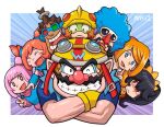  18-volt 4boys 4girls 9-volt afro ana_(warioware) ashley_(warioware) ayyk92 black_hair blue_hair brown_hair crossed_arms facial_hair goggles goggles_on_head helmet jimmy_t kat_(warioware) looking_at_viewer mona_(warioware) multiple_boys multiple_girls mustache pink_hair pointy_ears red_eyes smile sunglasses twintails upper_body v visor wario warioware 