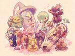  character_request cherrim cherrim_(sunshine) dango ditto dog dugtrio excadrill flower food gardevoir gen_1_pokemon gen_3_pokemon gen_4_pokemon gen_5_pokemon gen_7_pokemon gen_8_pokemon hatterene kitaru_(mabo_f) leaf mismagius munchlax no_humans petals pink_flower pokemon pokemon_(creature) red_eyes reuniclus rockruff rowlet shelgon tan_background tongue tongue_out vaporeon wagashi yamper 