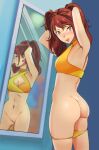  ass blush bottomless ear_piercing highres kujikawa_rise mirror persona persona_4 piercing reflection sunbeam_(artist) swimsuit 