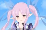  1girl blurry blurry_background blush elf eyebrows_visible_through_hair hair_between_eyes hair_ornament kuroha_uma kyouka_(princess_connect!) long_hair looking_at_viewer open_mouth pointy_ears princess_connect! twintails 