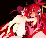  1girl ass bare_legs demon_girl demon_tail demon_wings disgaea etna flat_chest highres looking_at_viewer makai_senki_disgaea miyakawa106 pointy_ears red_eyes red_hair short_hair slit_pupils solo tail twintails wings 