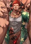  4boys :q bar_censor bara bellsaltr blush briefs censored completely_nude covered_abs cum cum_on_body cum_on_boy cum_on_pectorals dark-skinned_male dark_skin draph erection facial facial_hair gangbang goatee granblue_fantasy green_shirt group_sex hawaiian_shirt highres kneeling lantana_(granblue_fantasy) large_pectorals male_cleavage male_focus male_underwear mature_male multiple_boys muscular muscular_male no_pants nude orange_hair pectorals penis penis_grab pointy_ears red_male_underwear shirt short_hair smile solo_focus thick_thighs thighs tongue tongue_out underwear white_shirt yaoi 