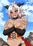  breast_grab breasts devil heine_(sentouin_hakenshimasu!) horns no_bra pointy_ears sentouin_hakenshimasu! tagme 