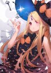  1girl abigail_williams_(fate) bangs bare_shoulders black_bow bow breasts collarbone fate/grand_order fate_(series) highres keyhole lazu0721 long_hair looking_at_viewer multiple_bows navel orange_bow parted_bangs pink_eyes sidelocks small_breasts very_long_hair 