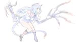  1girl blue_eyes blue_hair breasts cleavage collarbone covered_nipples enkyo_yuuichirou high_heels highres horns long_hair muted_color original parted_lips simple_background sketch solo tail thighhighs white_background 