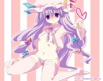  blush bow hat long_hair omuni panties patchouli_knowledge pink_bow ribbon solo thighhighs touhou underwear 