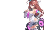  aliasing animal_ears anthropomorphism aqua_eyes blush brown_hair headband leotard long_hair mihono_bourbon rangen see_through skirt thighhighs tie uma_musume:_pretty_derby wet white zettai_ryouiki 