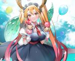  horns kobayashi-san_chi_no_maid_dragon maid moko_(moko/moko) skirt_lift tail tooru_(kobayashi-san_chi_no_maid_dragon) 