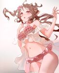  animal_ears arknights bikini erect_nipples eyjafjalla_(arknights) garter horns leiq open_shirt see_through swimsuits 