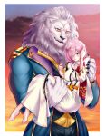  1girl absurdres artist_request barefoot bogard_(fate) carrying fate/grand_order fate_(series) furry highres mash_kyrielight one_eye_covered pink_hair princess_carry purple_eyes 