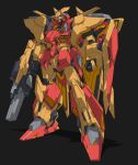  absurdres beastkingbarbaros black_background clenched_hands fusion gun gundam gundam_hathaway&#039;s_flash highres holding holding_gun holding_weapon mecha messer_(mobile_suit) mobile_suit no_humans science_fiction solo standing visor weapon xi_gundam 