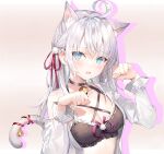  alisa_nikolaevna_kujou animal_ears cleavage detexted momoko_(momopoco) nekomimi open_shirt photoshop tail tokidoki_bosotto_roshia-go_de_dereru_tonari_no_arya-san 