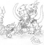  digimon flamedramon gazimon guilmon renamon sky_the_crocodile skycroc 