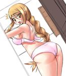  agrias_oaks ass blonde_hair blush bra braid curvy d_kurouri final_fantasy final_fantasy_tactics lingerie long_hair panties single_braid solo underwear underwear_only yellow_eyes 