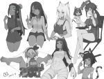  6+girls :3 absurdres anger_vein animal_ears bandages bare_legs barefoot bea_(pokemon) blue_eyes bob_cut breasts bunny_ears cat_ears cat_tail chair closed_mouth collared_shirt completely_nude copyright_request crop_top crop_top_overhang crossed_legs dark-skinned_female dark_skin dated dress earrings fingernails furry green_eyes hair_bun hand_up highres hoop_earrings huge_filesize ijiranaide_nagatoro-san index_finger_raised jewelry lan_mao_akko long_hair looking_at_viewer medium_hair middle_finger miniskirt multiple_girls nagatoro_hayase navel nessa_(pokemon) nude open_mouth orange_eyes parted_lips pleated_skirt pokemon pokemon_(game) pokemon_swsh ponytail sharp_fingernails shirt short_dress simple_background sitting skirt slit_pupils small_breasts smile spot_color sweat tail tank_top white_background wing_collar wristband 