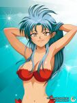  beach bikini blue_hair dakimakura_(object) mitgard pillow ryouko_(tenchi_muyou!) swimsuit tenchi_muyou! yellow_eyes 