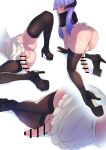  1girl :o all_fours anus apron ass bangs bar_censor black_gloves black_legwear blue_eyes breasts censored demon_girl eichan_(eichanidfi) erection frilled_apron frills from_behind full-package_futanari futanari gloves hair_between_eyes high_heels highres horns large_breasts large_penis legs long_hair looking_at_viewer looking_back lower_body lying maid multiple_views navel nechroma_(eichanidfi) no_panties on_side original penis pointy_ears puffy_short_sleeves puffy_sleeves pussy short_sleeves shrug_(clothing) simple_background spread_legs testicles thighhighs thighs twintails waist_apron white_apron white_background 