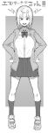  &gt;:( 1girl ahoge bangs blush bow bowtie breasts cardigan collared_shirt commentary commentary_request full_body greyscale hands_on_hips highres large_breasts long_sleeves looking_at_viewer miniskirt mole mole_under_eye monochrome oosawara_sadao open_cardigan open_clothes original pleated_skirt school_uniform shirt shirt_tucked_in shoes short_hair sidelocks sketch skirt sneakers socks solo standing tented_shirt v-shaped_eyebrows wing_collar 