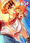  1boy 5_(1boshi) baseball_cap blonde_hair blue_eyes denim fatal_fury fatal_fury_cap fingerless_gloves gloves hat jacket jeans long_hair male_focus muscular pants ponytail simple_background solo super_smash_bros. terry_bogard the_king_of_fighters vest 