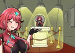 1girl bangs black_gloves breasts chest_jewel desspie earrings fingerless_gloves gloves jewelry large_breasts parody pyra_(xenoblade) red_eyes red_hair short_hair solo swept_bangs the_fairly_oddparents tiara xenoblade_chronicles_(series) xenoblade_chronicles_2 