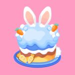  animal_ears bunny_ears bunny_tail cake carrot commentary cookie food food_focus hololive icing no_humans pink_background plate rizu_(rizunm) simple_background tail twitter_username usada_pekora virtual_youtuber 