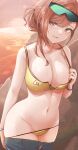  arisugawa_natsuha bikini breast_hold gomarayu megane panty_pull swimsuits the_idolm@ster the_idolm@ster_shiny_colors undressing wet 