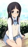  black_hair brown_eyes extra glasses k-on! long_hair school_uniform solo sora_to_umi takahashi_fuuko 