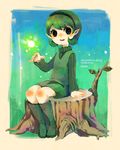  blue_eyes boots fairy fuwata green_footwear green_hair green_hairband hairband pointy_ears saria short_hair smile solo the_legend_of_zelda the_legend_of_zelda:_ocarina_of_time 