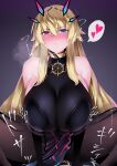  1girl absurdres anesaki blonde_hair blue_eyes blush breasts brown_legwear clothed_sex cowgirl_position fate/grand_order fate_(series) gawain_(fairy_knight)_(fate) heart heavy_breathing heterochromia highres huge_breasts implied_sex long_hair looking_at_viewer pantyhose pelvic_curtain pov red_eyes solo_focus spoken_heart squatting_cowgirl_position straddling 