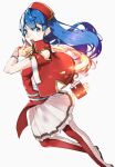  1girl attack blue_eyes blue_hair book fire fire_emblem fire_emblem:_the_binding_blade fire_emblem_heroes highres lilina_(fire_emblem) looking_back magical_girl red_footwear sorcerer tpicm white_background 