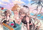  4girls arutera bangs banned_artist beach blonde_hair blue_eyes blue_sky blush breasts fate/apocrypha fate/grand_order fate/zero fate_(series) fujimaru_ritsuka_(female) gilles_de_rais_(caster)_(fate) glasses jeanne_d&#039;arc_(alter)_(fate) jeanne_d&#039;arc_(fate) jeanne_d&#039;arc_(fate)_(all) jeanne_d&#039;arc_alter_santa_lily_(fate) large_breasts long_hair looking_at_viewer microphone multiple_girls open_mouth palm_tree silver_hair sky smile stuffed_toy tree very_long_hair yellow_eyes 