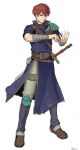  1boy absurdres armor bandages belt boots fire_emblem fire_emblem:_the_blazing_blade fire_emblem_heroes highres looking_at_viewer mercenary_(fire_emblem) raven_(fire_emblem) red_hair samohichi standing weapon white_background 