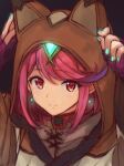  1girl bangs chest_jewel disguised_pyra_(xenoblade) fingerless_gloves gem gloves headpiece mawile829 pyra_(xenoblade) red_eyes red_hair short_hair solo swept_bangs tiara xenoblade_chronicles_(series) xenoblade_chronicles_2 