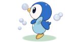 blue_eyes bubble closed_mouth commentary_request creature from_side full_body gen_4_pokemon no_humans official_art piplup pokemon pokemon_(creature) prj_pochama solo starter_pokemon tiptoes toes white_background 