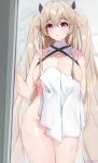  anchorage_(azur_lane) azur_lane bottomless breast_hold breasts no_bra showerz towel wet 