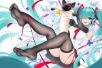  animal cat damao_yu hatsune_miku headphones long_hair panties striped_panties twintails underwear vocaloid wink 