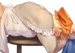  1boy alternate_costume apron ass bangs bara blonde_hair blush breath covered_nipples doggystyle granblue_fantasy higashigunkan implied_anal implied_yaoi lowres lying maid maid_apron maid_headdress male_focus muscular muscular_male on_stomach out-of-frame_censoring pectorals reward_available sex sex_from_behind short_hair sideburns solo_focus sweat undercut vane_(granblue_fantasy) 