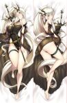  arknights ass dakimakura dress feet gainoob garter horns no_bra pointy_ears shining_(arknights) sword 