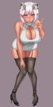  heels horns no_bra pointy_ears stockings sweater tagme thighhighs 