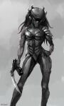  absurdres alien alien_(movie) armor colored_skin hairlocs highres monster monster_girl predator predator_(movie) shai_daniel 